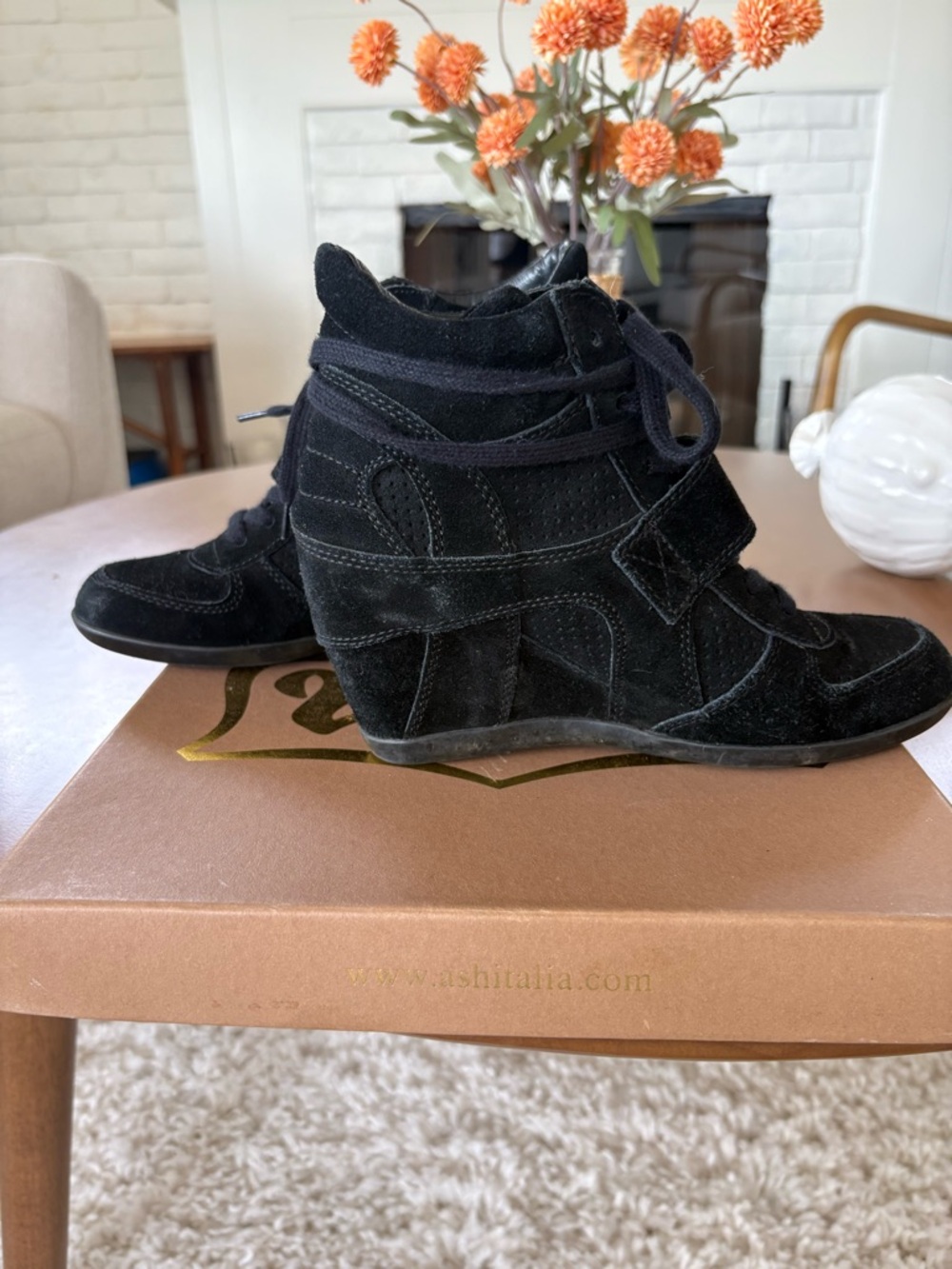 Ash Black Suede Wedge Sneaker Boots